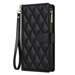 Pouzdro s klopou pro Samsung Galaxy A56 5G, Rhombus Crossbody Leather, černé