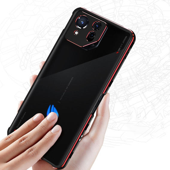 Pouzdro pro ASUS ROG Phone 8 Pro, Armor Bumper, s krytem objektivu, černá / červená