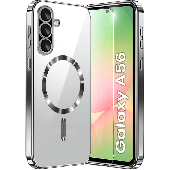 Pouzdro pro Samsung Galaxy A56 5G, Electro MagSafe, stříbrné + sklo na displej