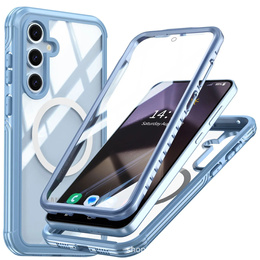Pouzdro pro Samsung Galaxy S25, Shockproof, se sklem, pro MagSafe, modré