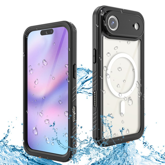 Redpepper pouzdro pro iPhone Air, vodotěsné, IP68, pro MagSafe, průhledné s černými boky