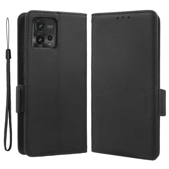 Klopové pouzdro pro Motorola Moto G72, Wallet Litchi Magnet, černé
