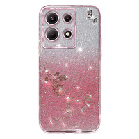 Pouzdro pro Infinix Note 30 Pro 4G, Glitter Flower, růžové rose gold