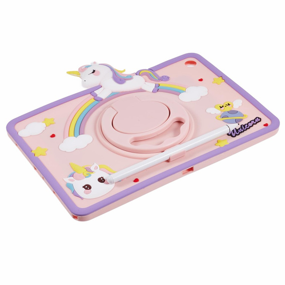 Dětské pouzdro pro Samsung Galaxy Tab A9+, Cute Patterns, se stojánkem, růžové