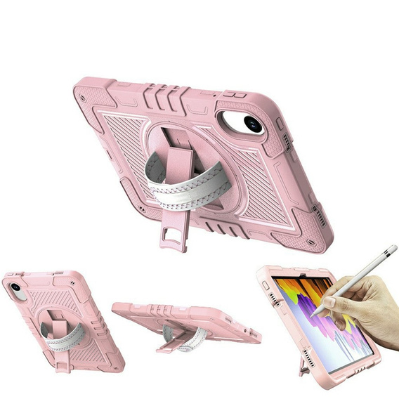 Pevné pouzdro pro Xiaomi Redmi Pad 2, se stojánkem a ramenním popruhem – růžové