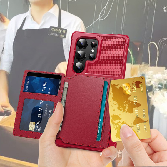 Pouzdro pro Samsung Galaxy S25 Ultra, Card Holder Kickstand, černé