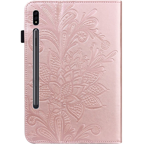 Pouzdro s klopou pro Samsung Galaxy Tab S7, flower, modré