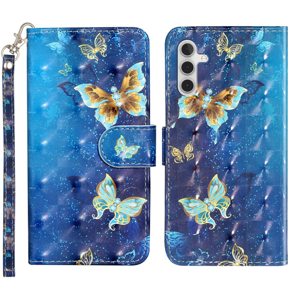 Klopové pouzdro pro Samsung Galaxy A35 5G, Wallet, Butterflies modré