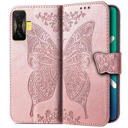Klopové pouzdro pro Xiaomi Poco F4 GT, Butterfly, růžové rose gold