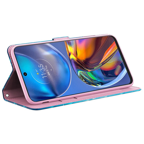 Klopové pouzdro pro Motorola Moto E22 / E22i, Wallet Butterfly, modré