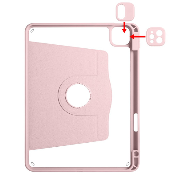 Pouzdro pro iPad Pro 11" 2022/2021/2020 (4/3/2 gen.), s prostorem pro stylus, otočné o 360°, růžové