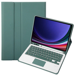 Pouzdro + klávesnice Samsung Galaxy Tab S9, Leather Pen Slot TouchPad, tmavě zelené