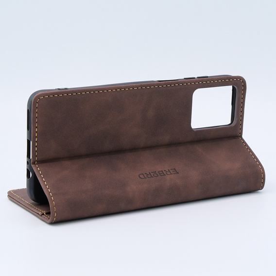 Pouzdro pro Motorola Moto G13/ G23 4G, ERBORD Vintage peněženka s klopou, káva