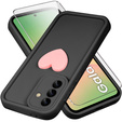 Pouzdro pro Samsung Galaxy A56 5G, Silicone Heart, černé + 9H tvrzené sklo