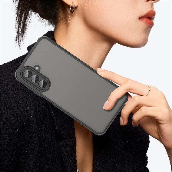 Matné pouzdro pro Samsung Galaxy A17 5G, kouřové s černými boky