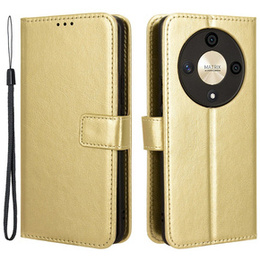 Klopové pouzdro pro Honor Magic 6 Lite 5G, Crazy Horse Wallet, zlaté