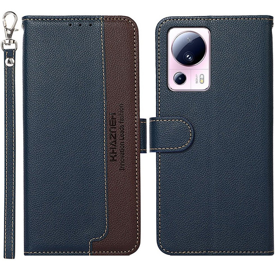 Klopové pouzdro pro Xiaomi 13 Lite, KHAZNEH RFID, modré / hnědé