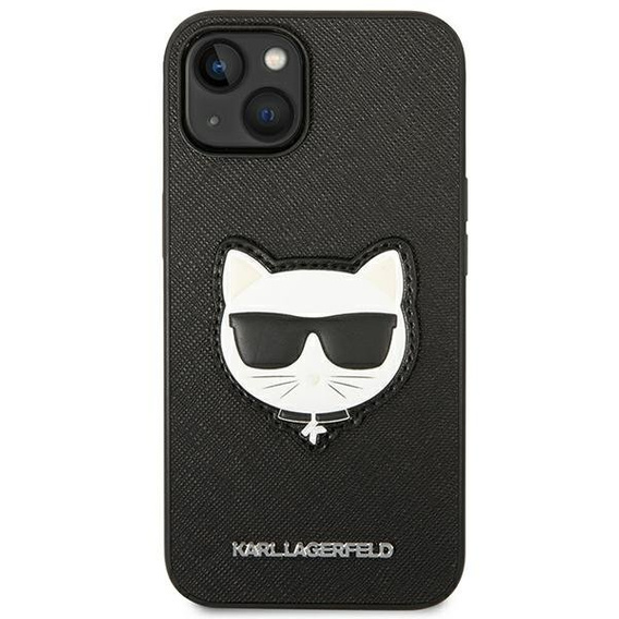 Pouzdro Karl Lagerfeld pro iPhone 14 Plus, Saffiano Choupette Head Patch, černé