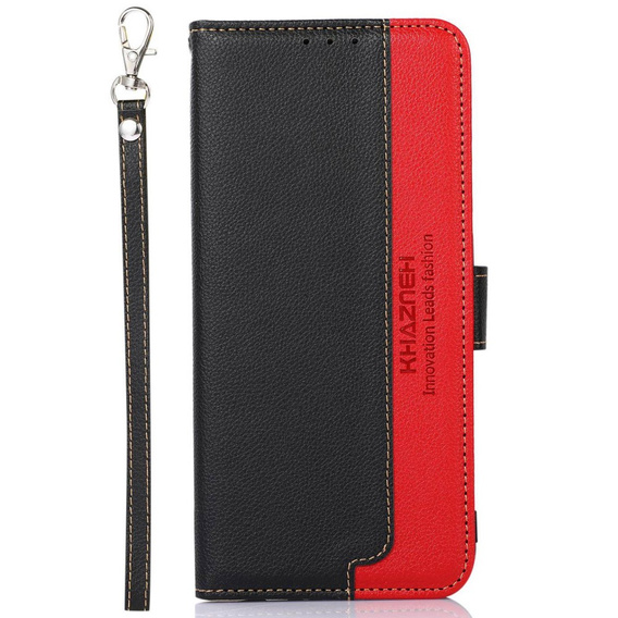 Flipové pouzdro pro OnePlus 12 5G, KHAZNEH RFID, černá / červená