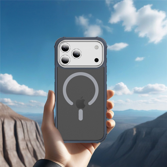 Matné pouzdro pro iPhone 17 Pro, pancéřované, pro MagSafe, kouřové s šedými boky