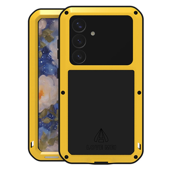 Pouzdro Love Mei pro Samsung Galaxy S25, armored with glass, žluté
