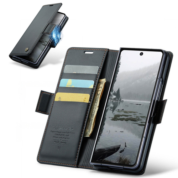 CASEME Litchi Wallet flipové pouzdro pro Samsung Galaxy Z Fold7 5G
