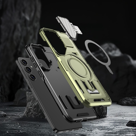 Pouzdro pro Samsung Galaxy S24 FE, Military MagSafe with camera protection, zelené