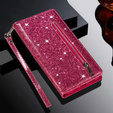 Klopové pouzdro pro Samsung Galaxy A36 5G, Wallet Zipper Pocket Glittery, růžové
