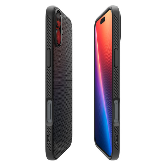 Pouzdro Spigen pro iPhone 16, Liquid Air, černé + 9H tvrzené sklo