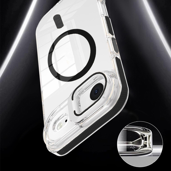 Pouzdro pro iPhone Air, pro MagSafe, se stojánkem, průhledné s černými vložkami