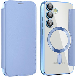 Klopové pouzdro pro Samsung Galaxy S25 FE, RFID Wallet MagSafe CamShield, modré