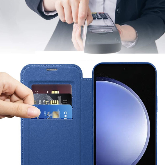 Klopové pouzdro pro Samsung Galaxy S23 FE, RFID Wallet MagSafe CamShield, námořnicky modré