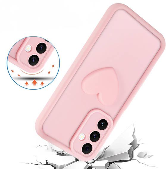 Pouzdro pro Samsung Galaxy A26, Silicone Heart, růžové + 9H tvrzené sklo