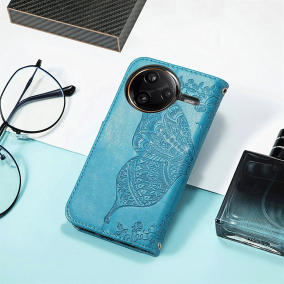 Klopové pouzdro pro Xiaomi Poco F7 Ultra, Butterfly, modré