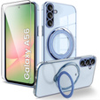 Magnetické pouzdro pro Samsung Galaxy A56, pro MagSafe, modré + sklo 9H
