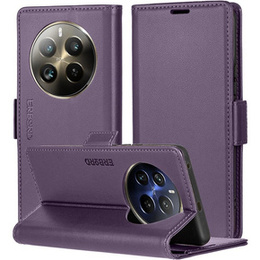 Pouzdro pro Realme 12 Pro 5G / 12 Pro+ 5G, ERBORD Glossy Litchi, flipová peněženka, fialové