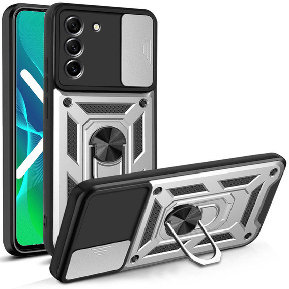 Pouzdro pro Samsung Galaxy S23 Plus, CamShield Slide, stříbrné