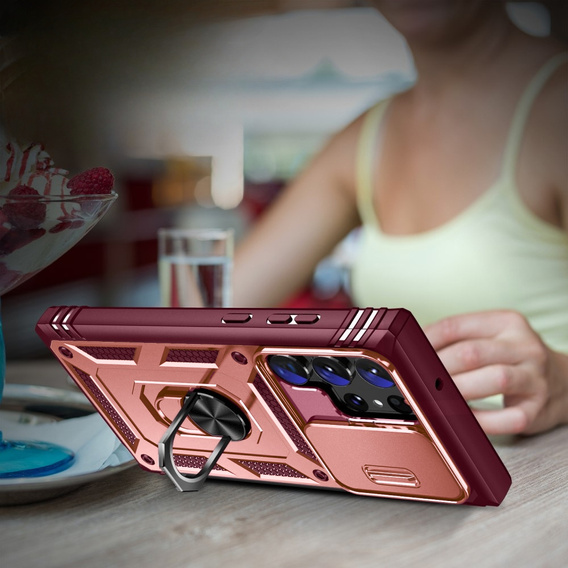 Pouzdro pro Samsung Galaxy S23 Ultra, CamShield Slide, růžové/ červené