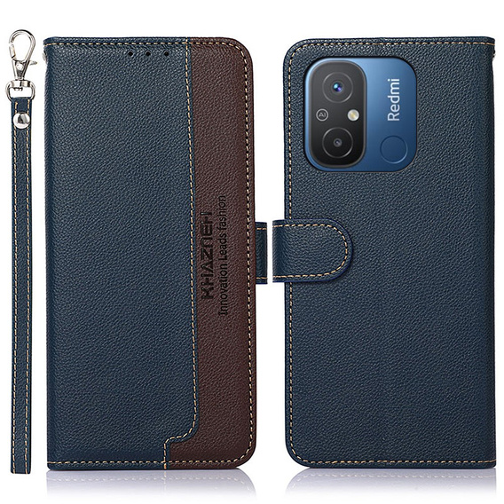 Klopové pouzdro pro Xiaomi Redmi 12C, KHAZNEH RFID, modré / hnědé