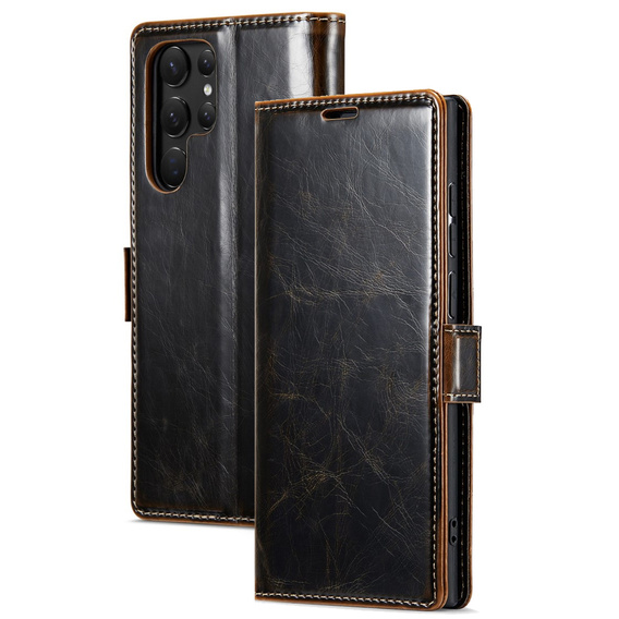 Klopové pouzdro pro Samsung Galaxy S23 Ultra, ERBORD Waxy Wallet, hnědé