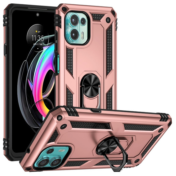 Pancéřové pouzdro pro Motorola Edge 20 Lite, Nox Case Ring, růžové rose gold