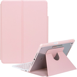 Pouzdro s klávesnicí pro iPad 11" 2025 A16 (11 gen.) / iPad 10.9" 2022 (10 gen.), Rotary 360° Leather, růžové rose gold