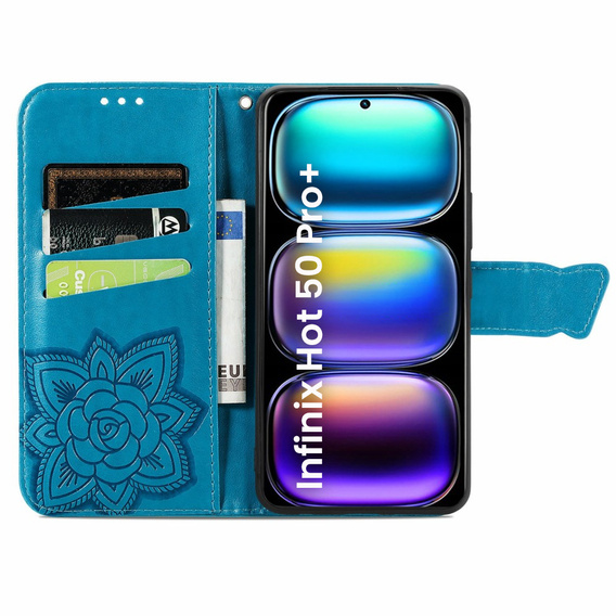 Klopové pouzdro pro Infinix Hot 50 Pro+ 4G, Butterfly, modré