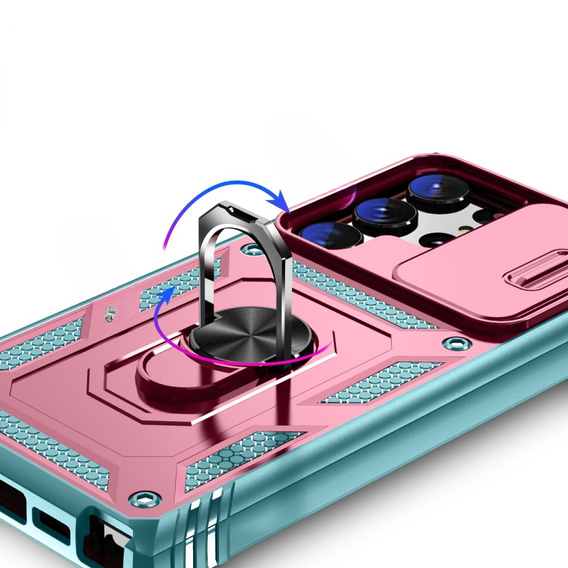 Pouzdro pro Samsung Galaxy S24 Ultra, CamShield Slide, zelený / růžové