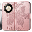 Klopové pouzdro pro Honor Magic 6 Lite 5G, Butterfly, růžové rose gold