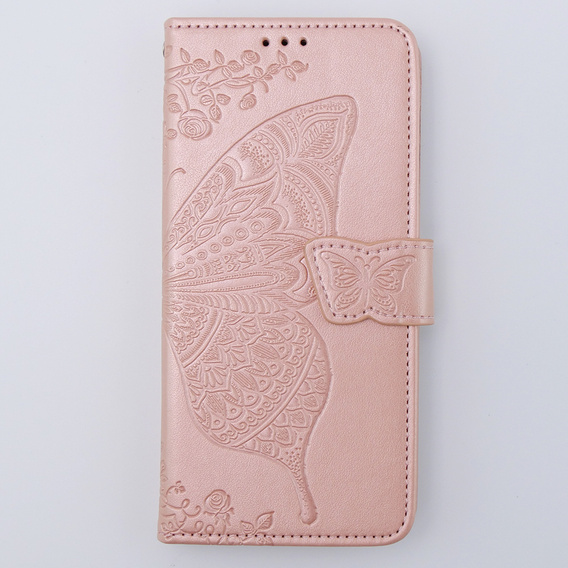 Klopové pouzdro pro Motorola Moto G54 5G, Butterfly, růžové rose gold