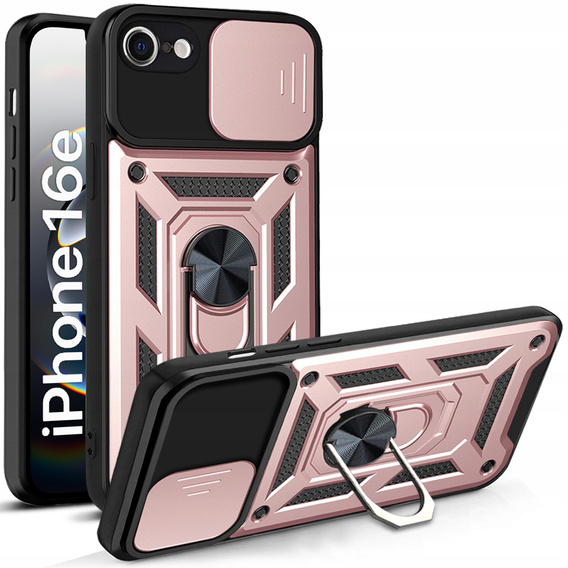 Pancéřové pouzdro pro iPhone 16E, CamShield Slide, růžové + tvrzené sklo 9H