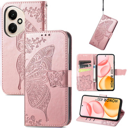 Klopové pouzdro pro Honor 400 5G, Butterfly, růžové rose gold