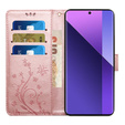 Klopové pouzdro pro Xiaomi Redmi Note 13 Pro+, Butterfly, růžové rose gold