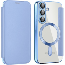 Klopové pouzdro pro Samsung Galaxy S25, RFID Wallet MagSafe CamShield, modré